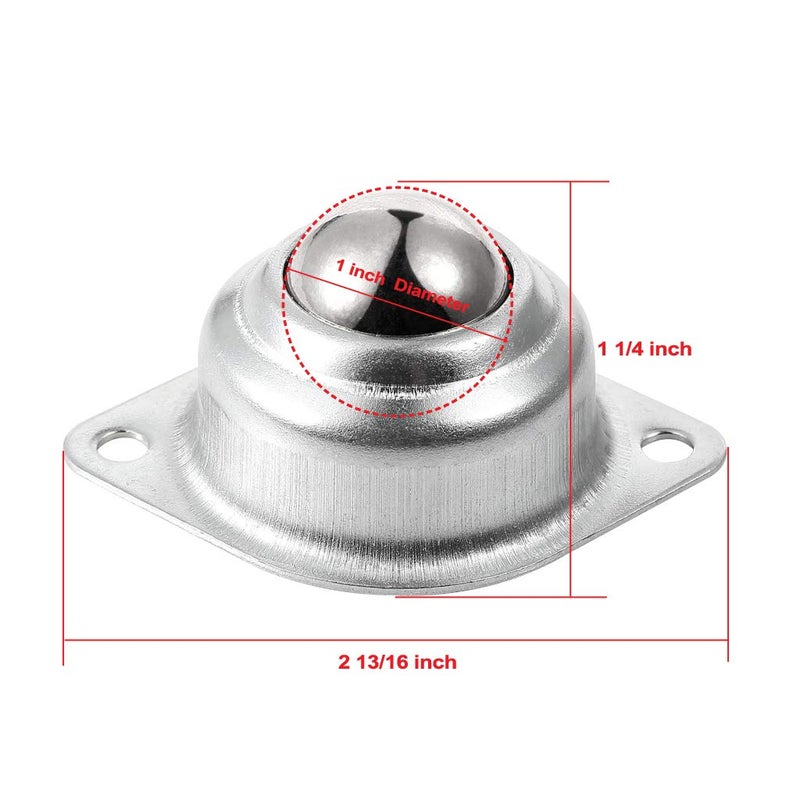 Skelang 6 Pcs 1â€ Rolling Ball Transfers, Universal Transfer Bearings of 400 Lbs Load Capacity, Two-Hole Flange Mounted Roller Bearings for Conveyor, Transmission, Furniture, Wheelchair - Image 4